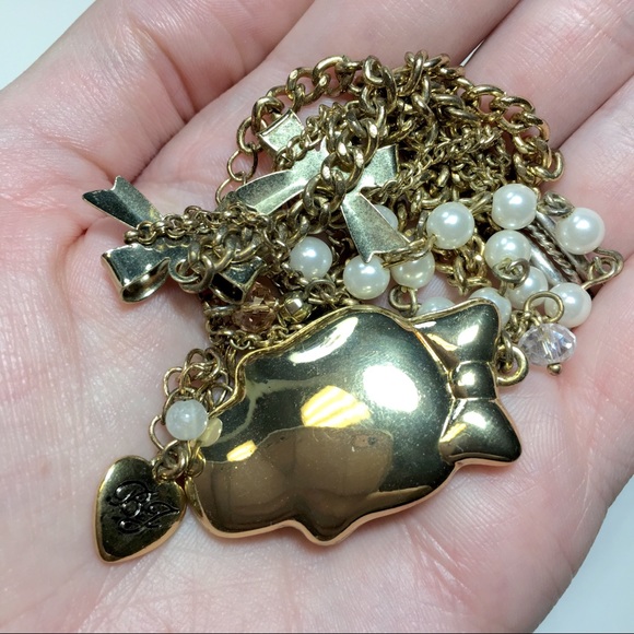 gold tone rainbow glitter gem skull charm necklace - Picture 4 of 4